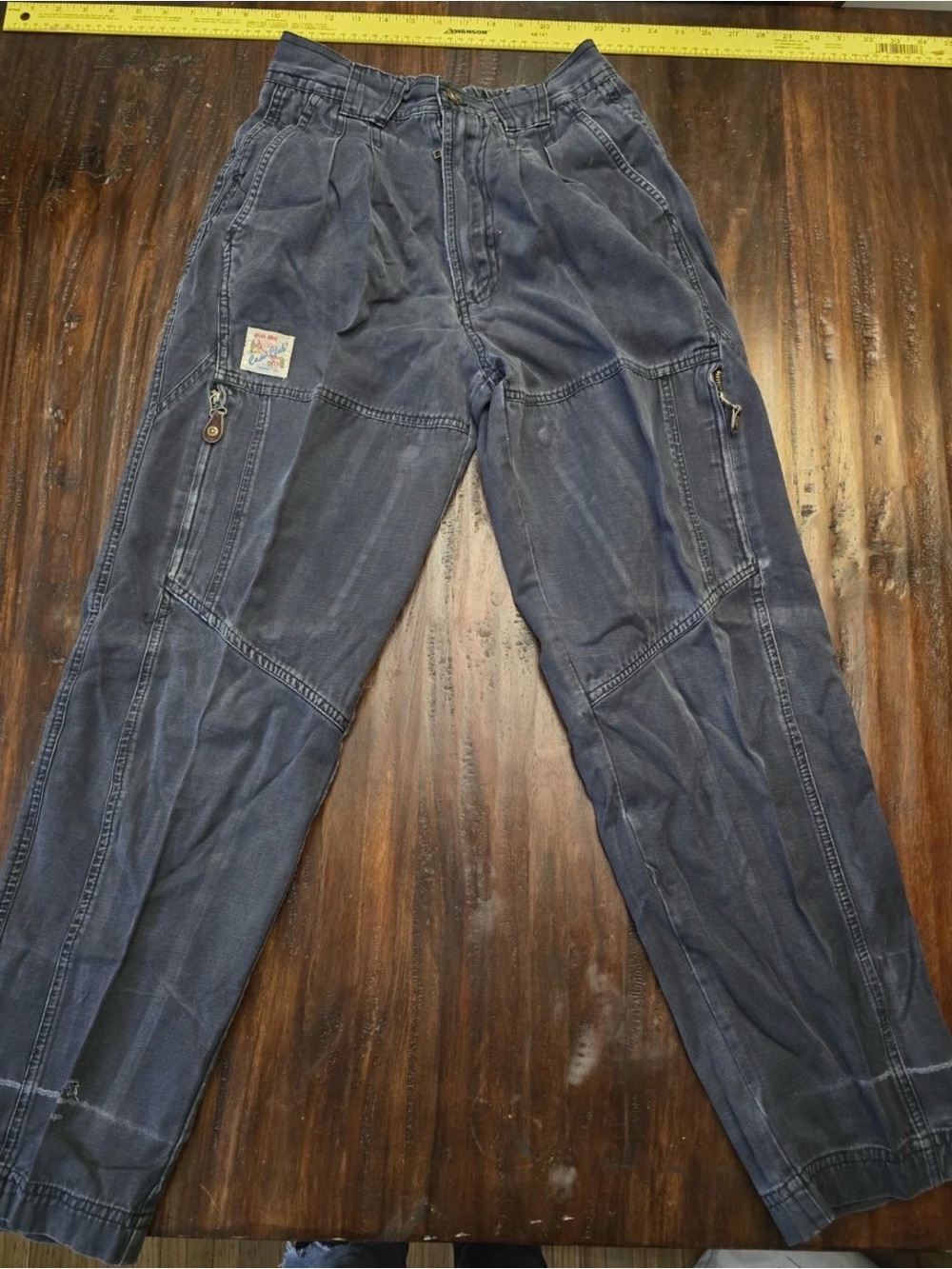 Men's Dark Blue Utility Cargo Pants with Multiple Pockets
